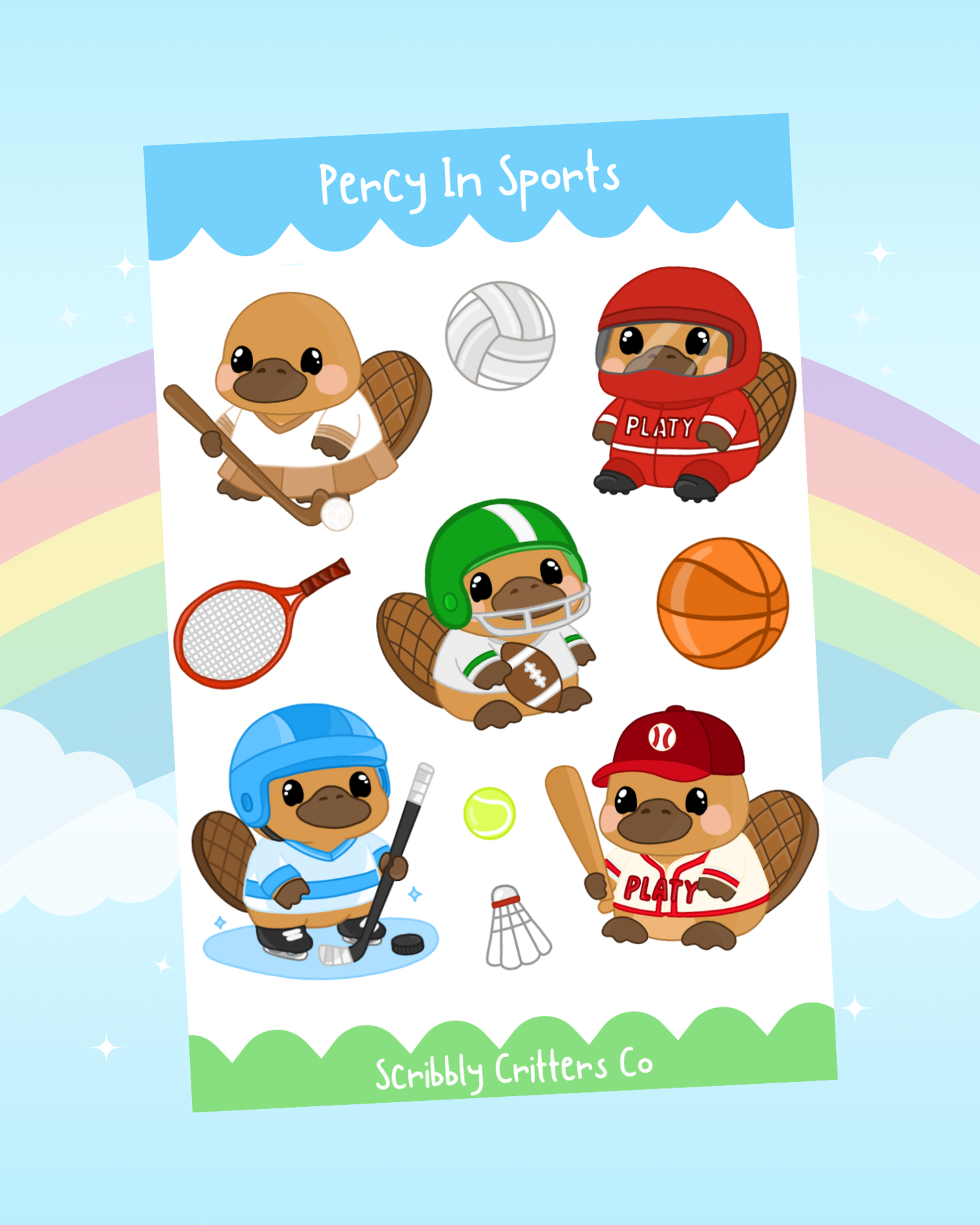 Percy In Sports Sticker Sheet