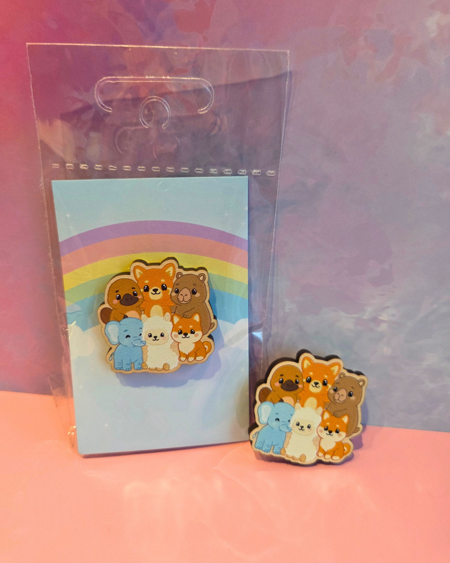Scribbly Critters Wooden Pin