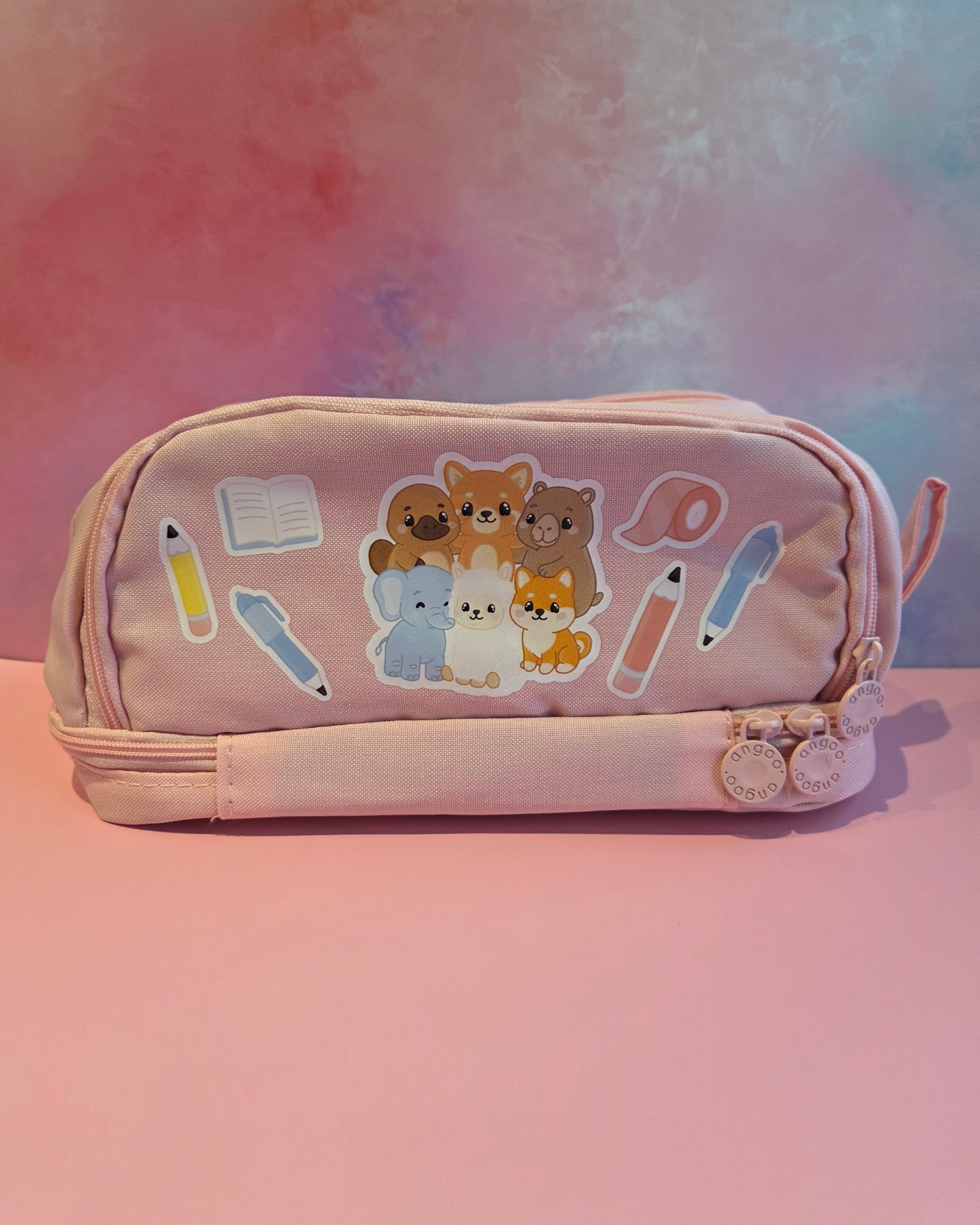 Pink Scribbly Critters Pencil Case