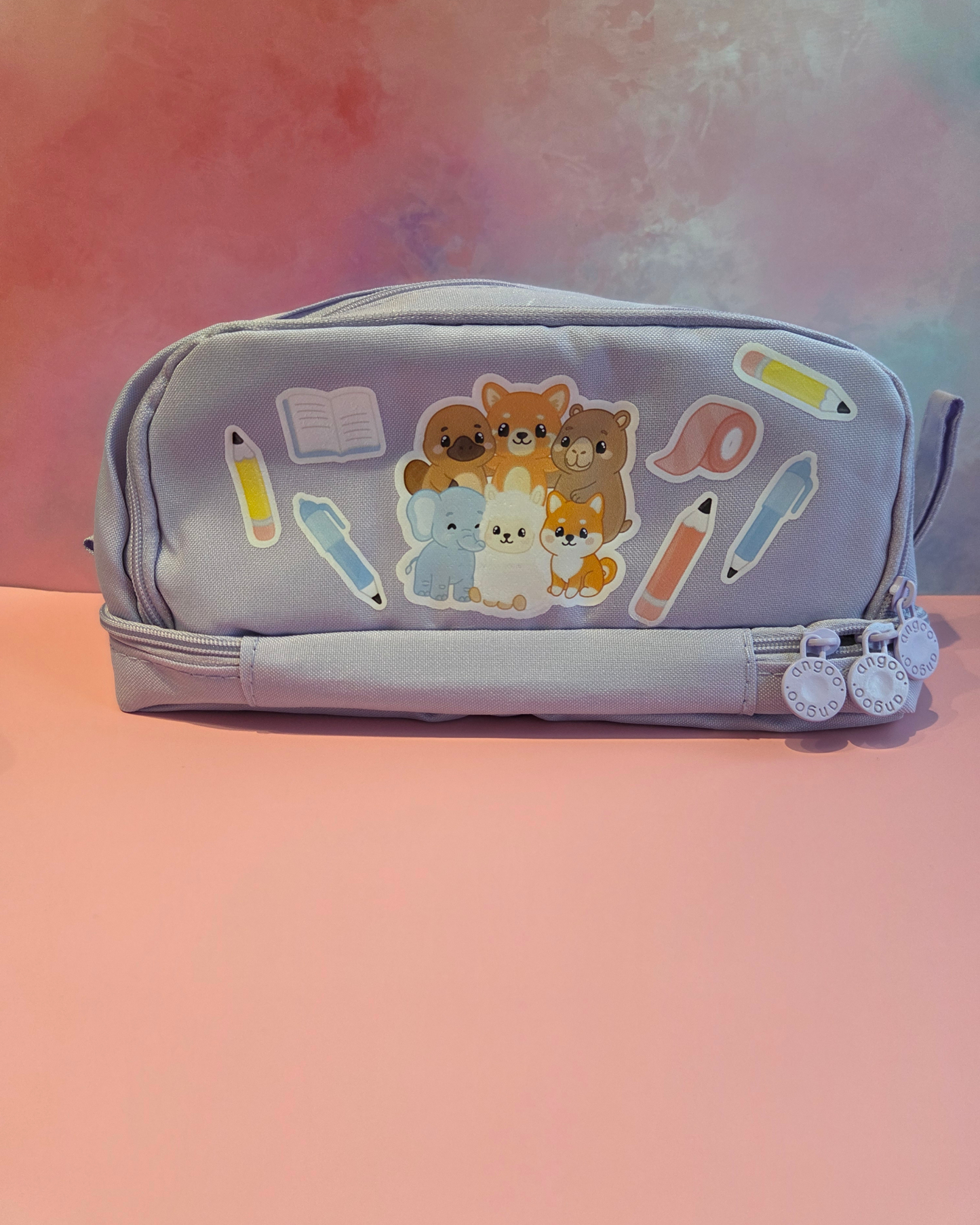 Lilac Scribbly Critters Pencil Case
