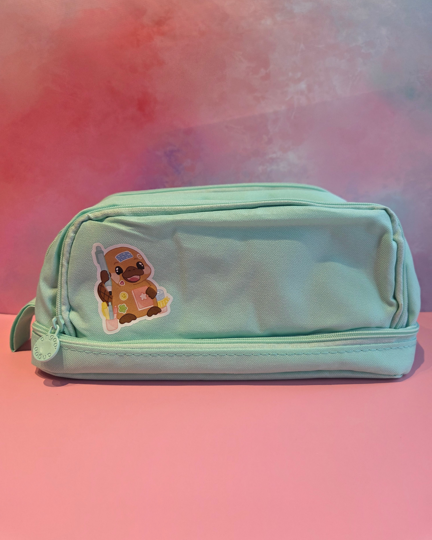 Teal Scribbly Critters Pencil Case