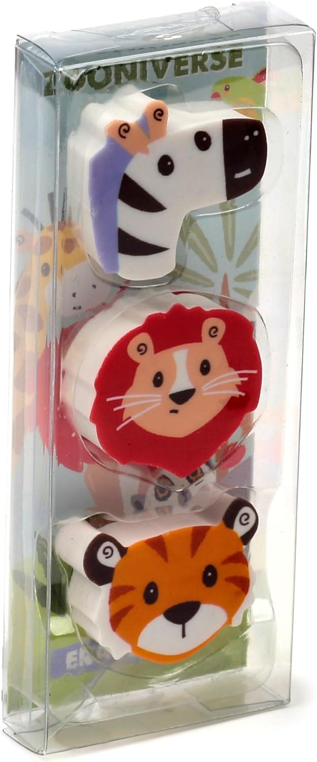 Zoo Animals 3 Pack of Erasers