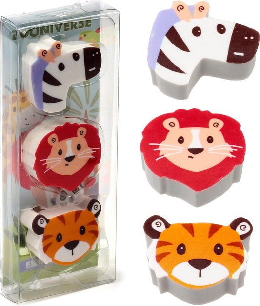 Zoo Animals 3 Pack of Erasers